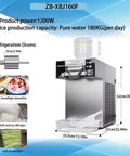 Heavy Duty Commercial Snowflake Ice Maker, No Fuss Adjustable Speed Electric Snow Cone Machine, Built Tough Stainless Steel Ice Shaver, All Day Operation For Bakeries, Cafes, And Backyard Hangouts, 1200W power, 180KG daily capacity.