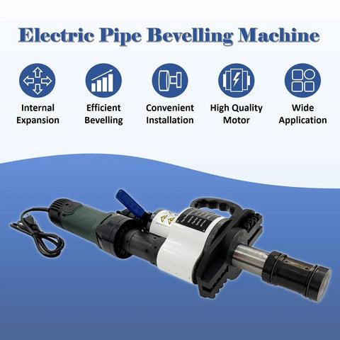Heavy Duty Electric Pipe Bevellers With Internal Expanding Chuck For 2.56 To 6.26 Inch Tubing 1500W viewed from side showing setup and features.