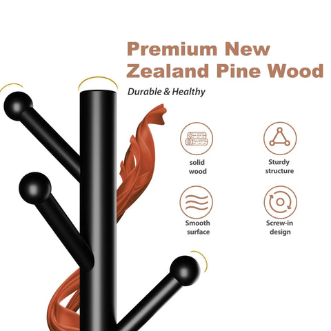 Dope Freestanding Coat Rack With Eight Sturdy Hooks, Three Adjustable Heights, durable pine hooks, sleek black finish