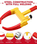 Three Pack Heavy Duty Trailer Wheel Locks For Cars And Vehicles Beefy Universal Anti Theft Tire Clamps Deterrent Yellow And Red