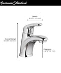 Colony Pro Single Handle Bathroom Faucet With Metal Pop Up Drain 1.2 GPM Brushed Nickel dimensions diagram