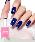 Navy Blue Gel Nail Polish Soak Off 0.5 Fl Oz UV LED Safe For Sensitive Skin HEMA Free TPO Free Non Toxic Formula on nails