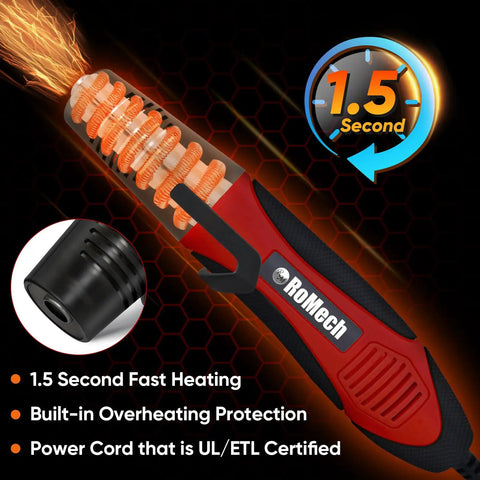 Dual Temp 350W Heat Gun With 400F And 660F Settings, Quick Heat, 2 Nozzles, High Flow Hot Air For DIY Craft Embossing Shrink Wrap, Overload Protection, Red