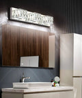 Crystal Vanity Light Three Light Modern Bathroom Fixture With Dimmable 18W LED over a bathroom mirror and sink