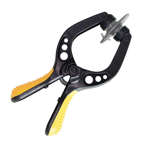 Close-up of a black and yellow suction clamp tool from the 22 In 1 Mobile Phone Repair Tools Kit With Spudger Pry Opening Tools And Precision Screwdriver Set For iPhone 11 12 13 14 15 Pro XS Max Hand Repair Essentials.