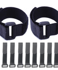 No Fuss Hook And Loop Cable Straps 10 Pack 1 Inch By 12 Inch Black Nylon Self Adhesive Cinch Ties For Cords And Cables Adjustable Reusable