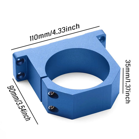 69mm Aluminum Spindle Holder Mount for PROVerXL 4030 V2, dimensions 110x90x35mm, blue finish, CNC router upgrade