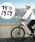 Cyclist with All In One Bicycle Brake Set For Front And Rear Caliper Brakes With Aluminum Alloy Levers for kids bikes in background