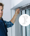 Top Shelf 12 Pack Of 1 Inch White Plastic Valance Clips For Window Blinds in use, securing blinds, heavy duty grip, easy setup.