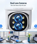 Wireless 4K Security Camera System With Monitor, 10X Zoom Dual Lens showcasing zoom capability and indoor view