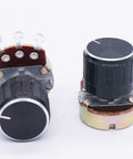 Three Pack 1M Ohm Potentiometer Single Turn Rotary Linear Variable Potentiometer with Three Black Aluminum Alloy Knob Set for DIY Audio Gear Instrument and Electronics Projects, black aluminum knobs