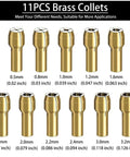 11 brass collets from 0.5mm to 3.2mm sizes for 16Pcs Drill Chuck Collet Set with 0.5mm to 3.2mm Brass Collets for rotary tools