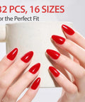 Hands with red nails from Two Pack Semi Cured Gel Nail Strips Kit With Real Gel Hema And TPO Free 16 Sizes For Anti Lift Fit