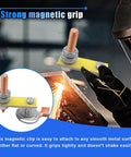 Heavy Duty Welding Magnetic Ground Clamp Set With Copper Tail, Ultra Strong Suction Magnet Head in use, showing strong magnetic grip.