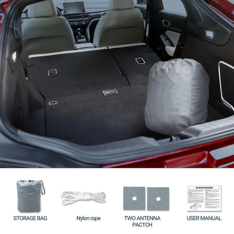 Car trunk with All Weather Sedan Car Cover Up To 205 Inches Breathable Full Exterior Shield and accessories