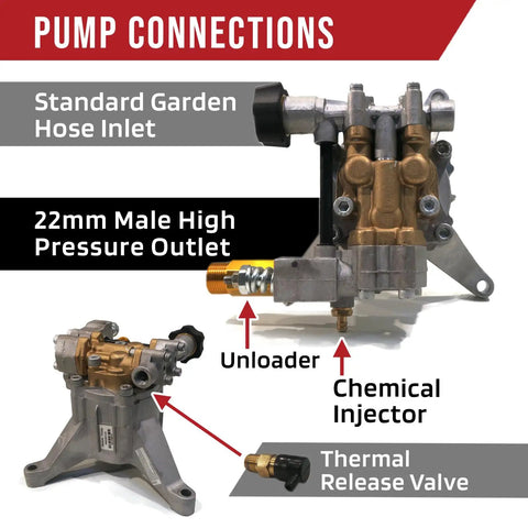 Beefy Pressure Washer Pump Assembly 7 8 Inch Shaft For Troy-Bilt 020568-00 020568-01 020568-02 with 22mm outlet and garden hose inlet