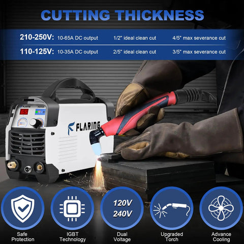 65 Amp Dual Voltage Plasma Cutter Machine 120V 240V Beast With IGBT Inverter High Frequency Touch Arc in use cutting metal