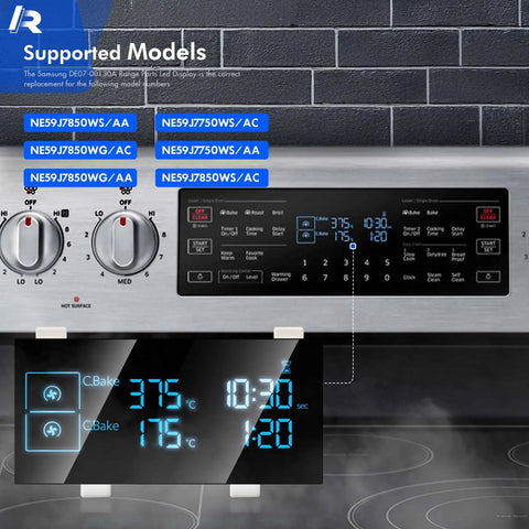 Premium LED Display Board Replacement For Samsung Electric Range Ovens And Stoves, Fits NE59J7850WS, NE59J7850WG, NE59J7750WS Models