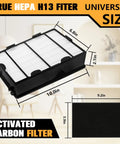 Replacement Filter Set For Holmes HAPF600 Series Air Purifiers With dimensions for HEPA and carbon filters shown