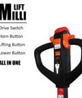 Millilift Electric Pallet Jack With Heavy Duty 3300lb Load Capacity Reinforced Steel Forks For Warehouse Logistics Material Handling Controls