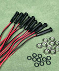 Ten Pack Green LED Indicator Pilot Lights For Panel Mount 12 To 24V AC DC With 6 Millimeter Hole Size Plastic Indicator Lamps For Power Status Signals And Telecom Equipment, black threaded body