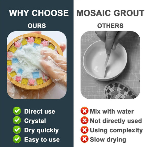 Comparison of Black Quick Dry Crystal Tile Grout For Crafts Ready To Use with traditional mosaic grout