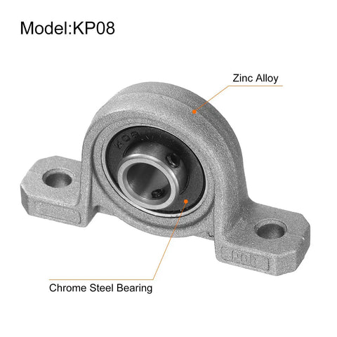 Two KP08 Pillow Block Bearings 8mm Bore Zinc Alloy Flange Mount Housing ABEC 3 P6 Precision, Rustproof And Durable Shaft Support