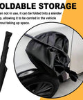 Hella Tough Universal Fit Electric Vehicle Charging Port Cover With Lock Tight Magnetic Grip folded for storage on vehicle.