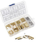 160 Pieces M2.5 Brass Spacer Standoff Kit With Stainless Steel Screws And Nuts Male Female Assortment Hex Standoffs Plastic Box
