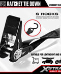 Eight Pack 1 Inch Wide By 10 Foot Ratchet Tie Down Straps Heavy Duty With 900 Pound Break Strength And 300 Pound Working Load Limit Each