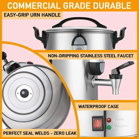 Beefy 100 Cup Commercial Coffee Urn With 1300W Quick Brew Heavy Duty Stainless Steel Double Wall Industrial Electric Percolator