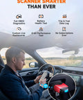 Driver using Bluetooth OBD2 Scanner For DIYers Fix Check Engine Light Pass Smog At Home Code Reader with live engine data.