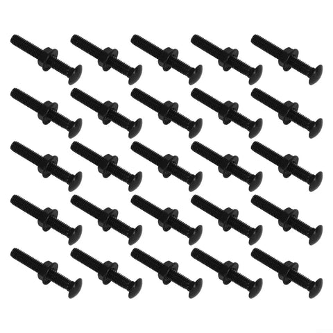 25 Piece M5 Carriage Bolt And Flange Nut Set, Stainless Steel 304 Rust Resistant Fasteners For Agricultural Equipment Storage Racks And Furniture Assembly, Non Slip Grip And Heavy Duty Security, black bolts