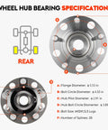 Rear Wheel Bearing And Hub Assembly For AWD And 4WD Vehicles Compatible With Jeep Compass Patriot 2007 2017 And Dodge Caliber 2007 2008 5 Lug ABS 25 Splines 512333 Heavy Duty Replacement 2Pcs specifications diagram