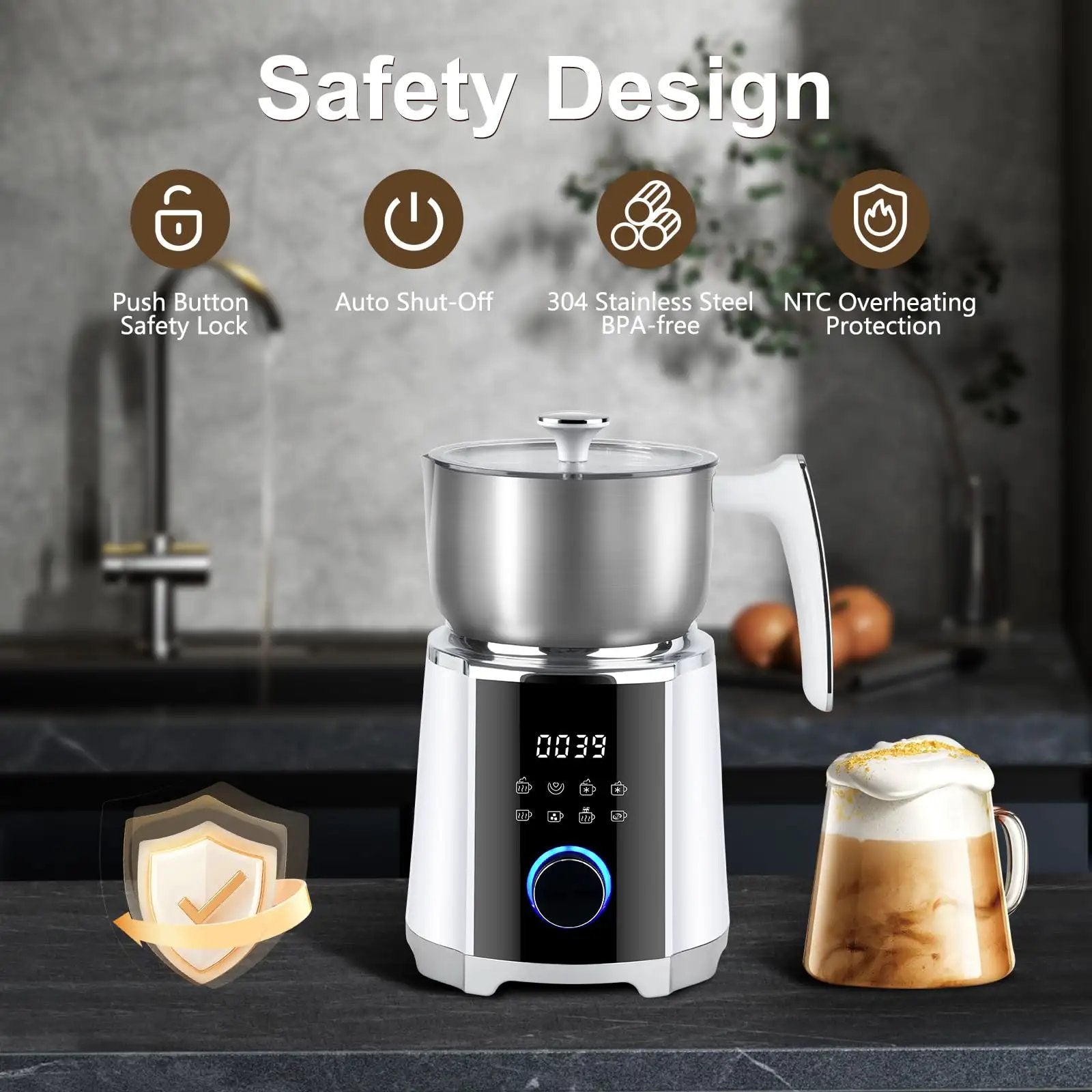 All In One Milk Frother And Steamer Adjustable 600 ml ✓
