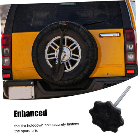 Spare Tire Hold Down Bolt For Cars Universal Fitment Mounting Hardware displayed with secure tire on vehicle rear