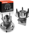 Two Pack Rear Wheel Bearing And Hub Assembly With Abs For Chevy Cobalt 2009 2010 HHR 2008 2010 Malibu 2004 2012 Pontiac G6 2005 2010 Saturn Aura 2007 2009 4 Wheel Abs Ready 5 Lug Fit Heavy Duty, shown with product packaging and two hub assemblies.