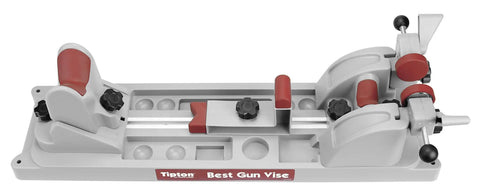 All In One Gun Vise With Adjustable Cradle And Storage Compartments For Cleaning Gunsmithing And Firearm Maintenance Red And Grey Versatile For Bolt Action Rifles Break Open Shotguns Extendable Magazine Rifles And Handguns