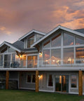 Modern house with Smart Dusk To Dawn Outdoor Wall Light Fixture With Auto Sensor on exterior walls at sunset