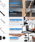 Wire and tools for 2 Pack Under Desk Cable Management Tray With No Drill C Clamp Easy Install High Capacity 15 7 Inch Long Wire Organizer Rack