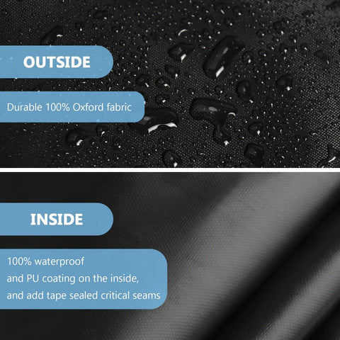 Close-up of waterproof and fade-resistant Oxford fabric material used for Outdoor Dining Table Cover For 60 Inch Rectangle Patio Table.