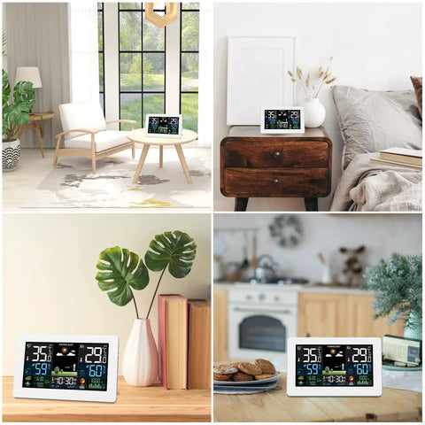 All In One Home Weather Station With Wireless Indoor Outdoor Thermometer And Remote Sensor 7.5 Inch HD Color Display