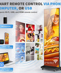 80 Inch Led Digital Signage Seamless Video Wall Featuring Plug And Play Wireless Remote Foldable Gob Panels Built Different Ready To Roll Straight Into Your Next Event Or Venue Showcase Black with remote control options shown.