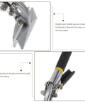 Close-up of 3 Inch Manual Sheet Metal Bender And Straight Jaw Hand Seamer, detail of jaws and handle, lightweight design.