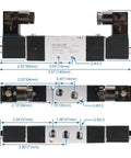 Workhorse Pneumatic Solenoid Air Valve 4V120-06 DC 24V 5 Way 2 Position Internally Piloted with dimensions and connections