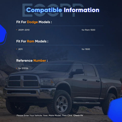 Pair Of Front Wheel Hub Bearing Assemblies With ABS For 2009 2010 Ram 1500 Pickup compatibility chart with truck image