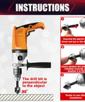 Instructions for using 5 piece countersink drill bit set with 82 degree counter sink on electric drill for metal and wood