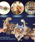 Endurance Racer 3D Wooden Puzzle Kit for Adults, DIY Mechanical Car Model With Realistic Transmission, Pistons, Suspension, and Radiator Fan, Wood Sports Car Brain Teaser and Epic Hobby Gift, wooden car parts opened