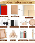 Laser engraving material kit: PVC sheets x5, kraft paper x20, metal dog tags x8, PU leather keychains x5