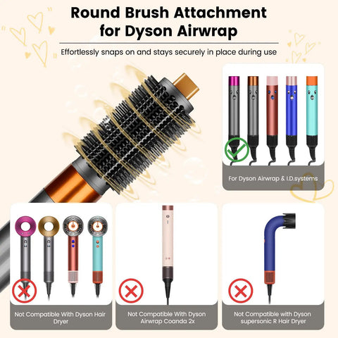 Upgraded 2.3inch Round Volumizing Brush Attachment For Dyson Airwrap HS01 HS05 HS08 Model, Delivers Serious Volume, Smooths Dry Hair